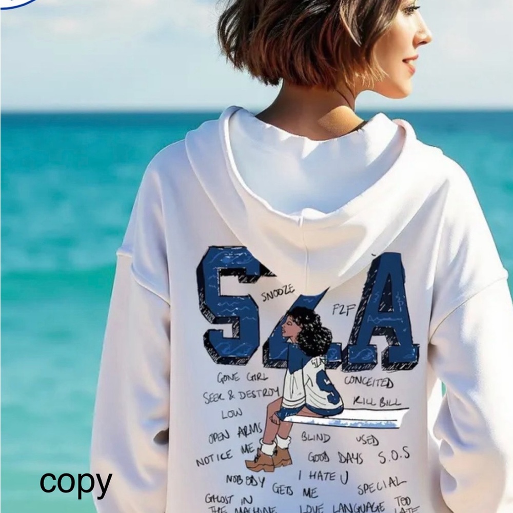 Gray Graphic Hoodie Skirt with SZA Sports Print - Picture 8 of 16